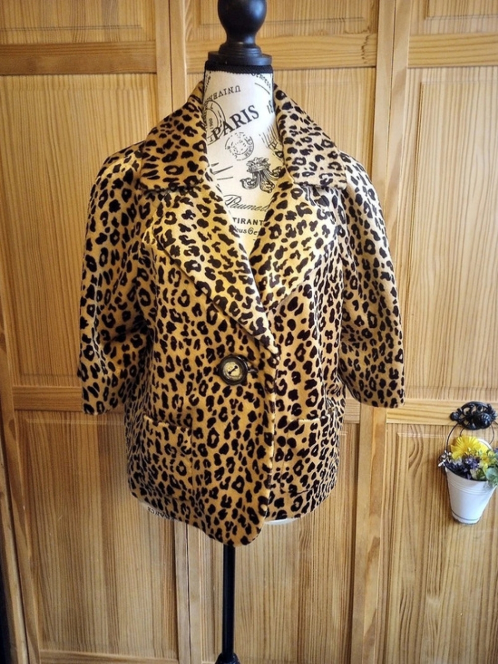 APT.9 Leopard Print Cropped Evening Jacket Brown & Black
